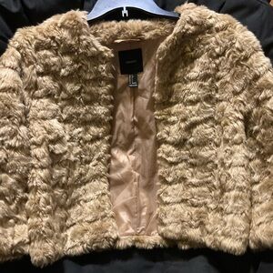 Forever 21 Plush Tan Faux Fur Teddy Coat
